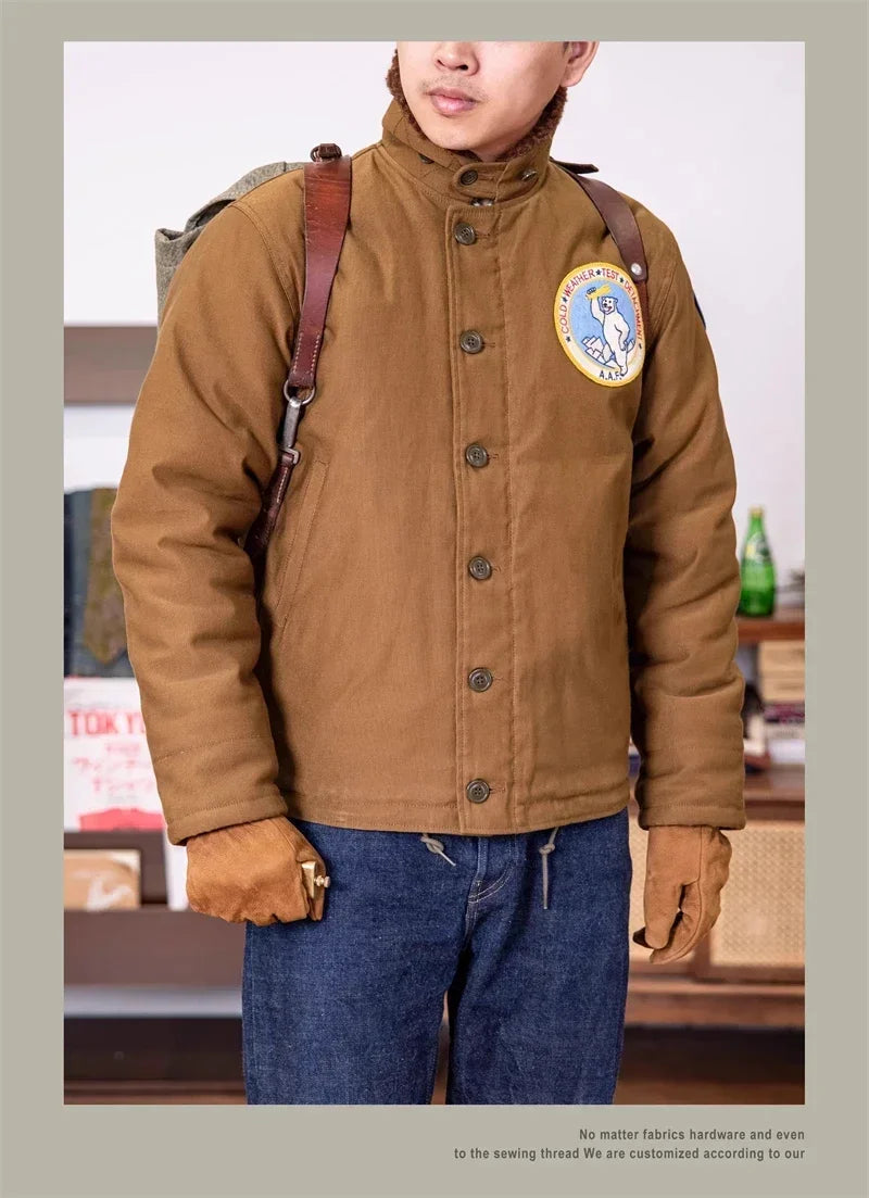 N-1 Red Tornado Naval Deck Jacket Jungle Cloth Shell Alpaca Lined Coat Men Vintage Workwear 2026ss design