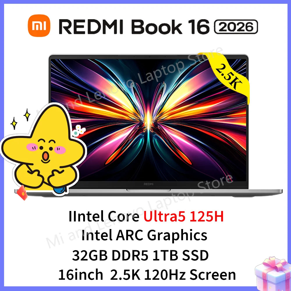 Xiaomi REDMI Book 16 2026 Ultra5-125H 32GB+1TB 16inch 2.5K 120Hz Screen Gray