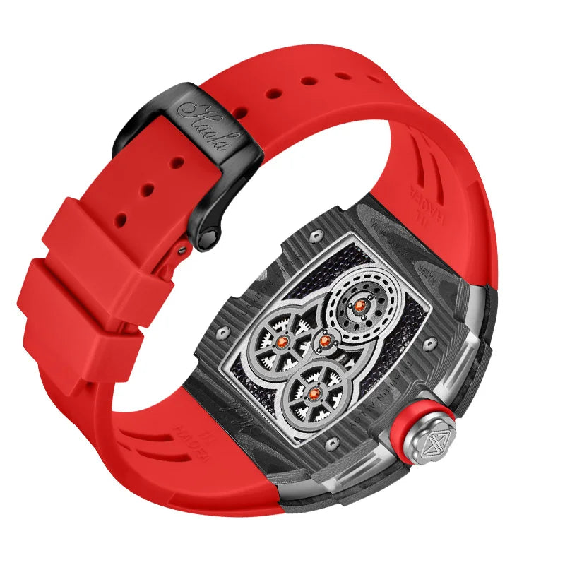 Haofa Carbon Fiber Tourbillon Mens Watch Double Spring Diver Automatic Mechanical Watches for Men Sapphire Luxury Business 1922