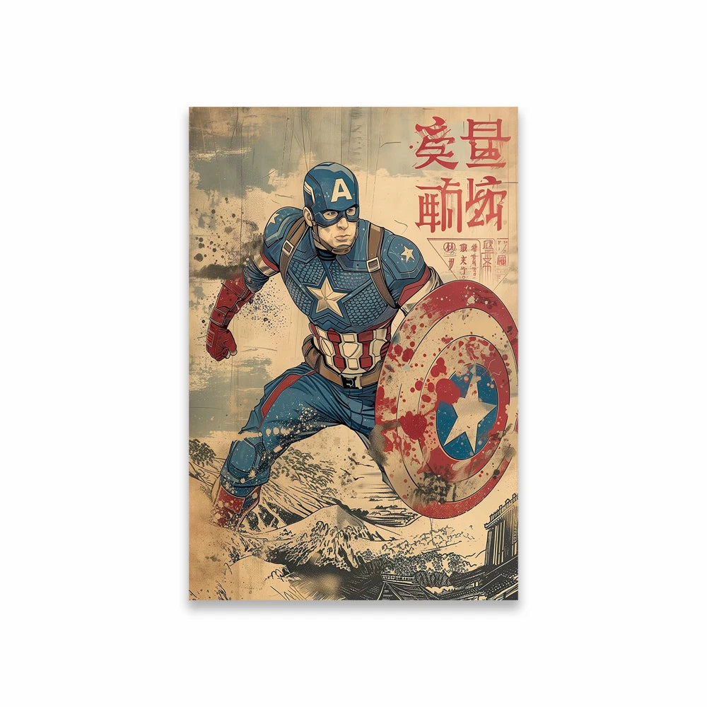Deadpool Wolverine Art Poster Superhero Hulk Classical Japanese Style Prints Iron Man Spider Man Canvas Painting Decor
