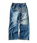 Deeptown Vintage Letter Print Women Man Jeans Y2k Harajuku Washed Wide Leg American Style Denim Pants Baggy Hip Hop Streetwear