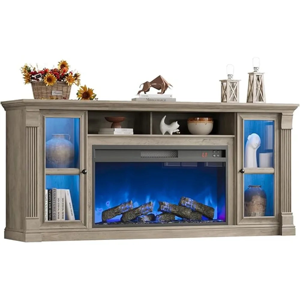 Farmhouse Style Highboy Entertainment Center TV Stand for up to 80'' TVs 70'' Modern with 36'' Electric Fireplace And，Customized