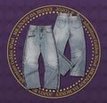 Anime Y2k High Street Original Color Style Light Blue Jeans American Hip Hop Fully Open Side Contrast Color Lined Wide Leg Pants