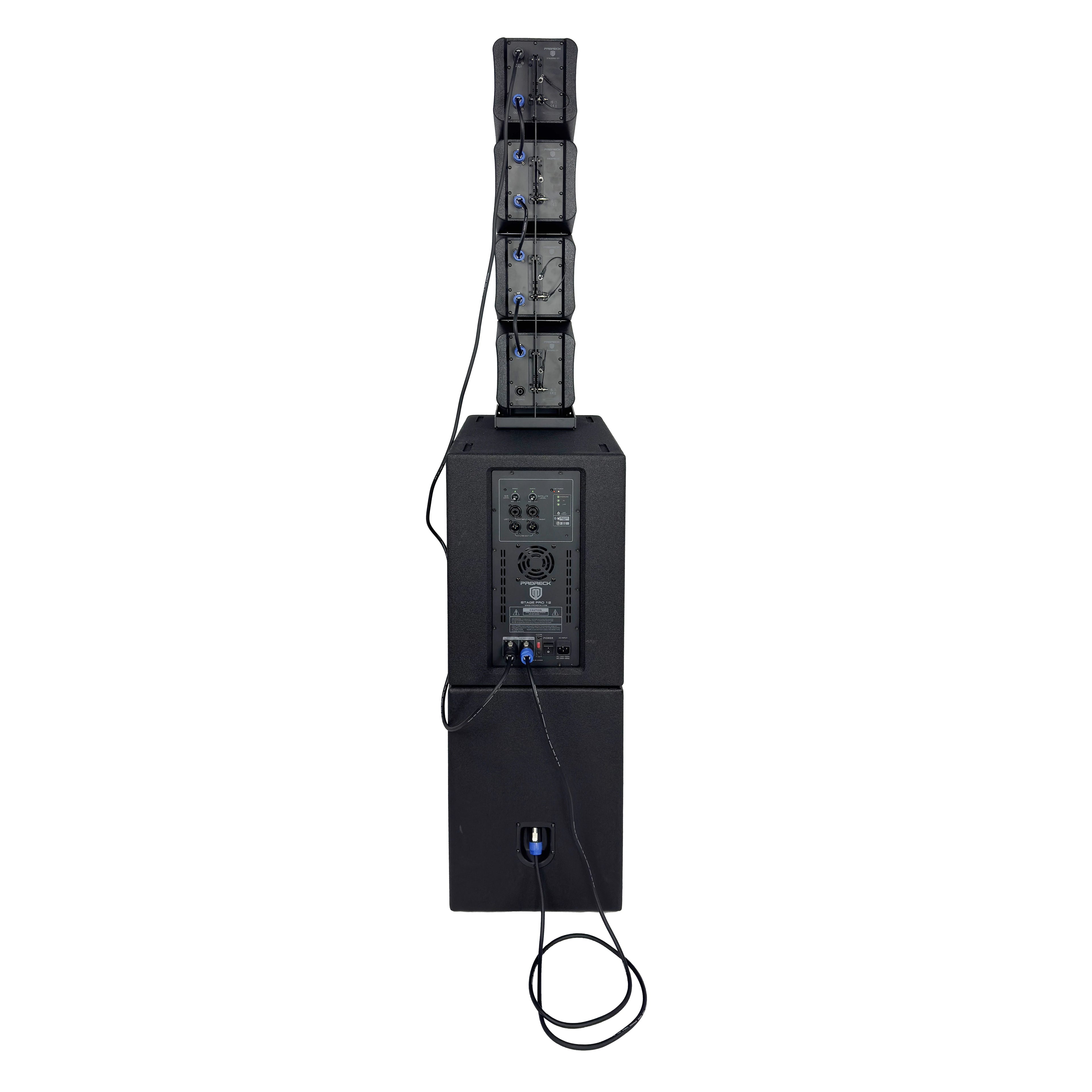 PRORECK Stage Pro 12 8000W Powerful PA Speaker System with 4 Line Array Speakers, Dual 12" Subwoofer, 3 DSP Presets, TWS BT