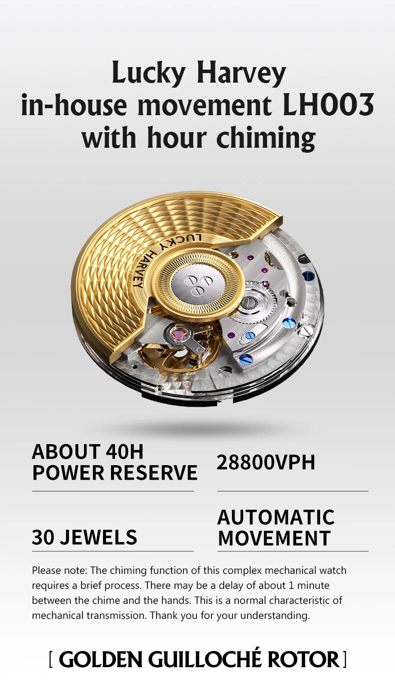 Lucky Harvey Meteorite Pattern Dial Chiming Watches Self-sounding Grade 5 Titanium Alloy Automatic Mens Wristwatch New Limited