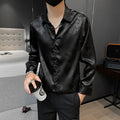 Shirts For Men Business Black Man Shirt Funny Plain Anime Graphic High Quality Luxury Summer Fashion 2025 Trend Slim Fit Silk