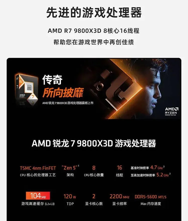 R7 9800X3D barebones no graphics card game e-sports DIY assembly desktop computer host