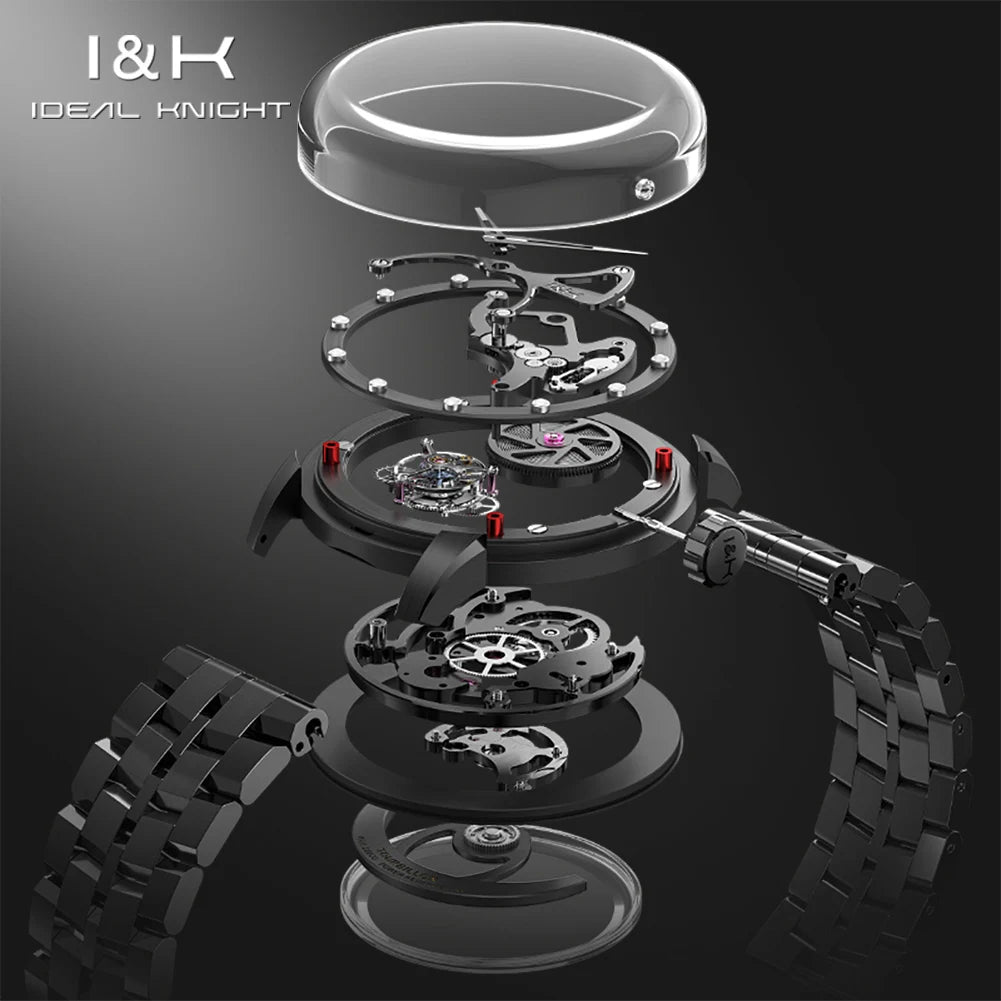 IDEAL KNIGHT 6809 Mens Watch High Quality Luxruy  Flywheel Tourbillon Automatic Mechanical Watch 50M Waterproof Watches For Man