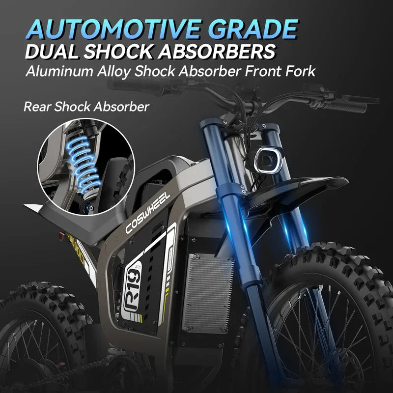 Coswheel R19 Electric Bike 6000W Motorcycles 72V 40AH Battery Dirt Mountain Bike Lightweight Off-Road EBike For Adult