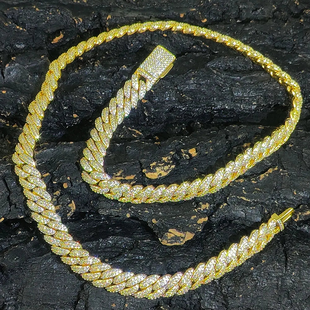 10mm Hip Hop Cubic Zircon CZ Iced Out Bubbles Cuban Link Chain Necklace For Men Women Jewelry Birthday Gift
