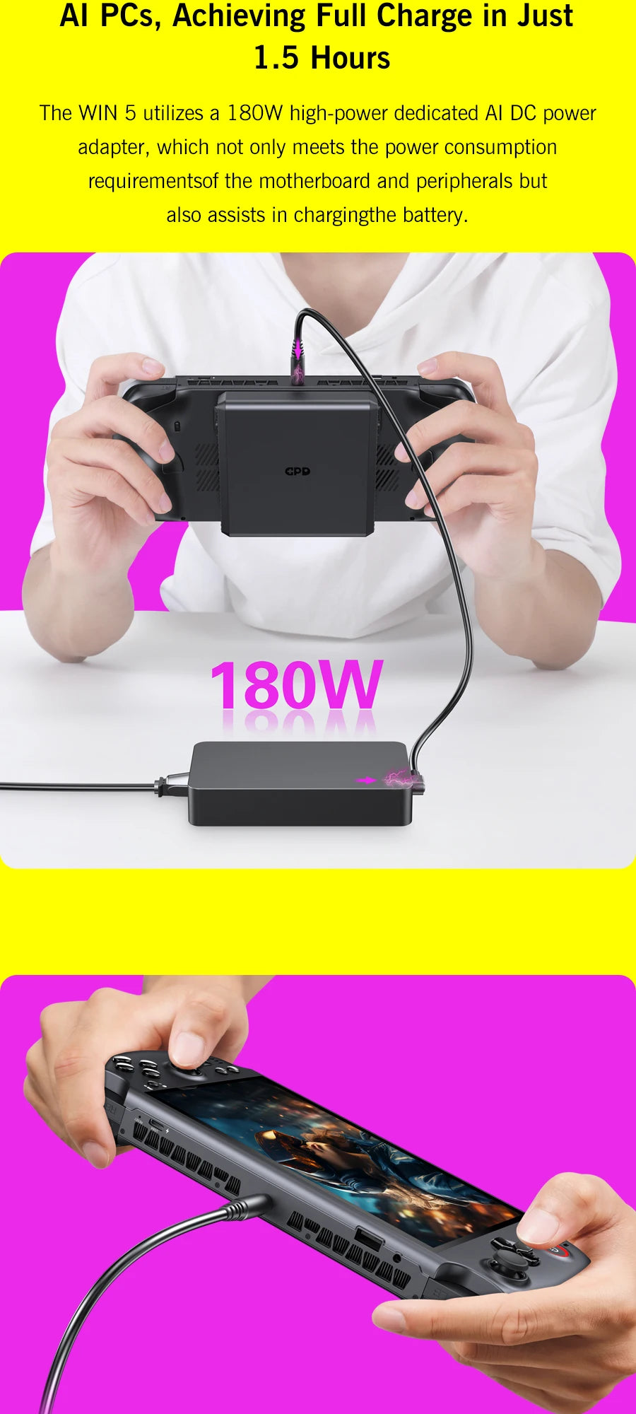 GPD Win5 Handheld Gaming AI MAX+ 395 64+2 7"  DDR5 M.2 SSD  Fingerprint unlock capacitive joystick RGB Gaming Laptop