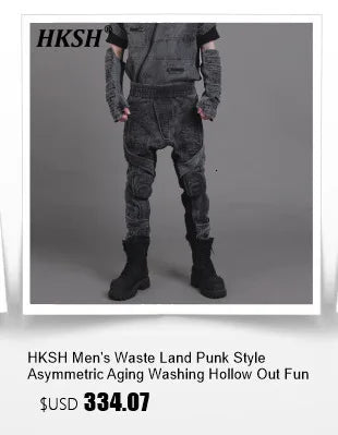 HKSH Men New RO High Street Double Line Zipper Cotton Jeans Casual Long Denim Flare Pants Personalized Streetwear Fashion HK3908