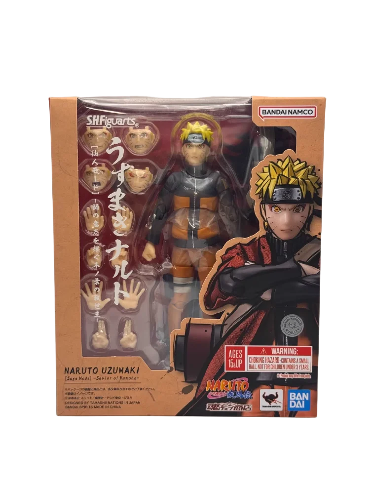 BANDAI Naruto Original Box Figure SHF Naruto Series Uzumaki Naruto [Sage Mode] Anime Peripheral Model Figure Collection Gifts