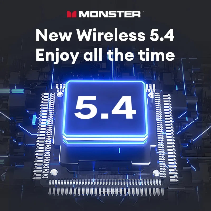 Monster MQT52 Gaming Headset TWS Wireless Bluetooth 5.4 HIFI Stereo Sound Earphones Talking Noise Canceling Earbuds with Mic