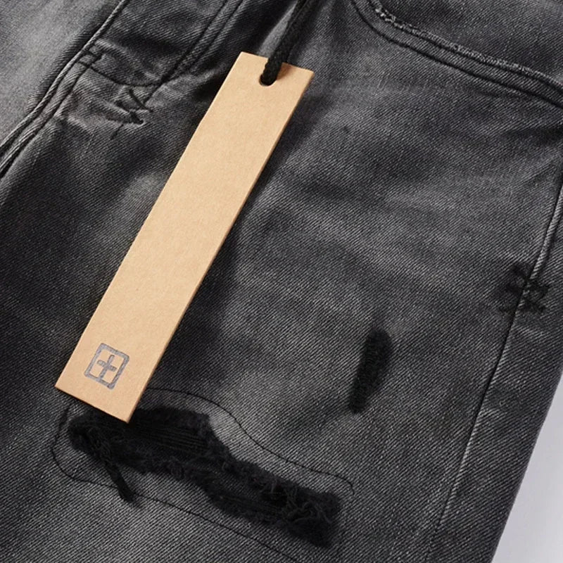 2025 KSUBI Men Personality Multi-style Low Rise Elastic Skinny Denim Pants American Style Ripped Trousers Jeans