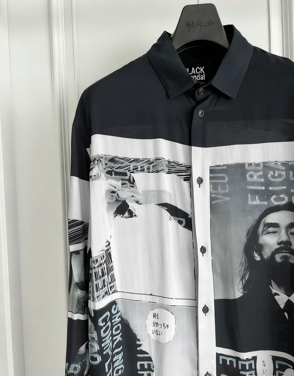 TOP-YAMAMOTO original design hand-drawn cartoon print long shirt for men on the streets of Hawaii