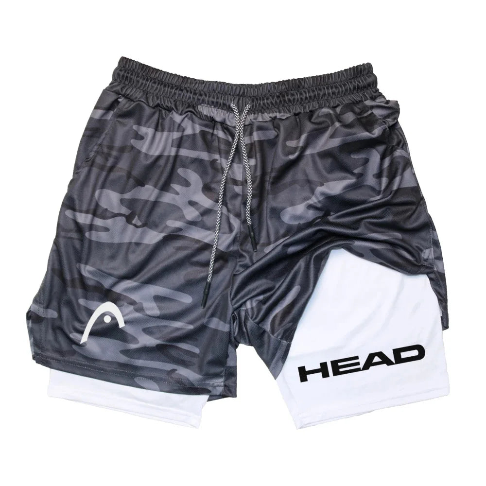 Anime Berserk Head Running Shorts Men Fitness Gym Training 2 in 1 Sports Quick Dry Workout Jogging Double Deck Summer