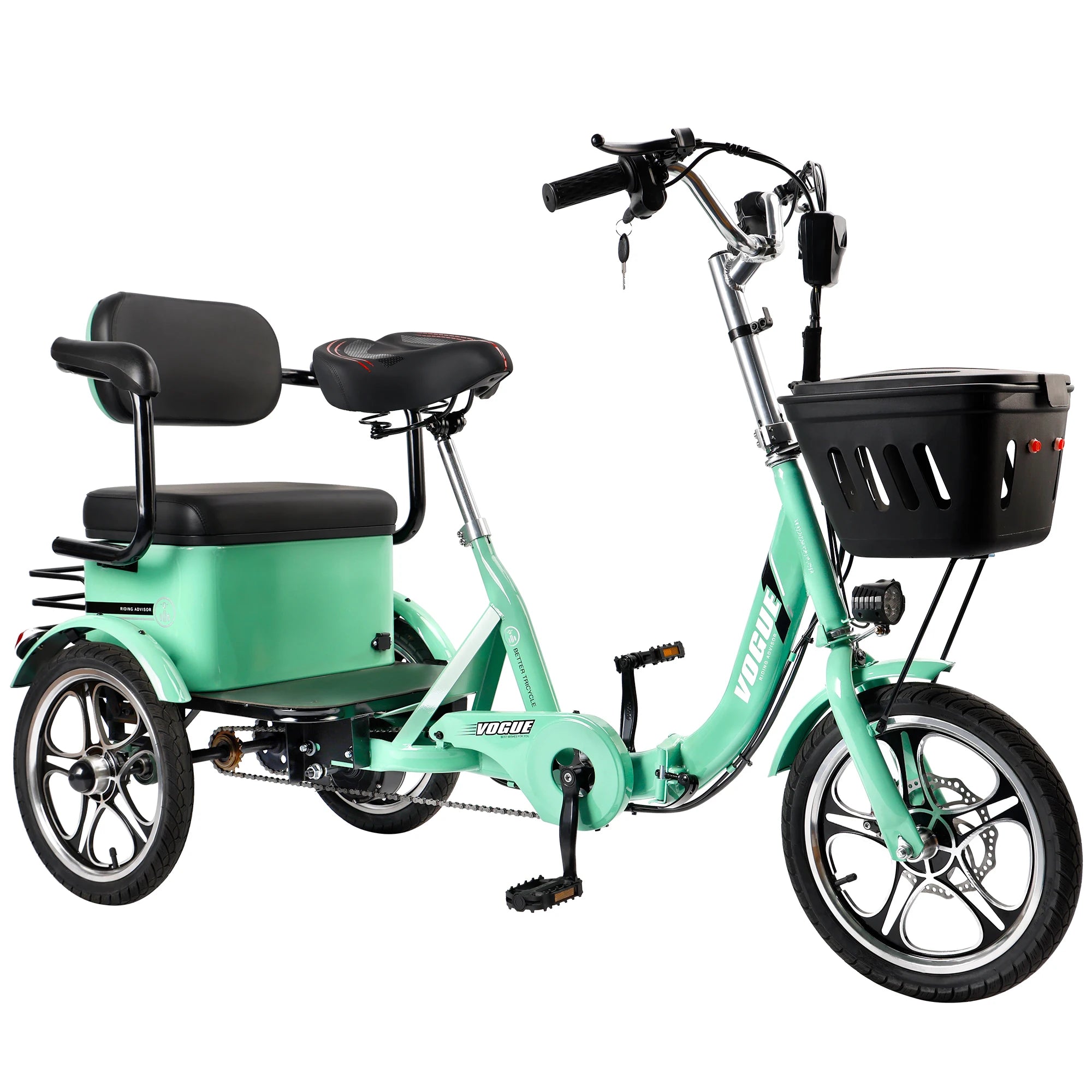 Artudatech 400W 48V 12A Elder Electric folding tricycle for Adults 3 wheel e-trike Bike with Rear Seat
