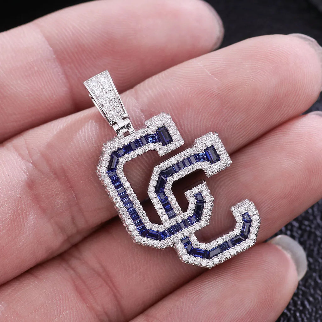 Provence Moissanite Hip Hop Pendant for Men Double C Letter Custom Jewelry 10K Gold Rapper Pendant Miami Rock Pendant for Women