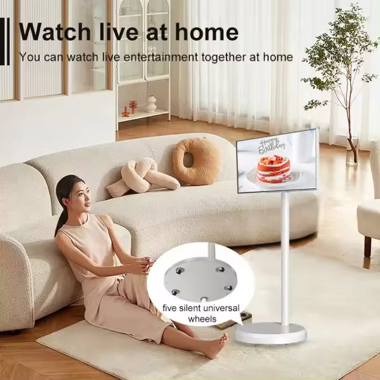 2024 Popular Portable Tv With Battery Fitness Game Video Android 21.5 Inch Stand By Me Smart Tv  Bluetooth Reomte Option