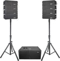 PRORECK Concert Set 6000W PA: dual 4" line arrays & 12" Active subs. Bluetooth, DSP. Perfect for concerts/large events.
