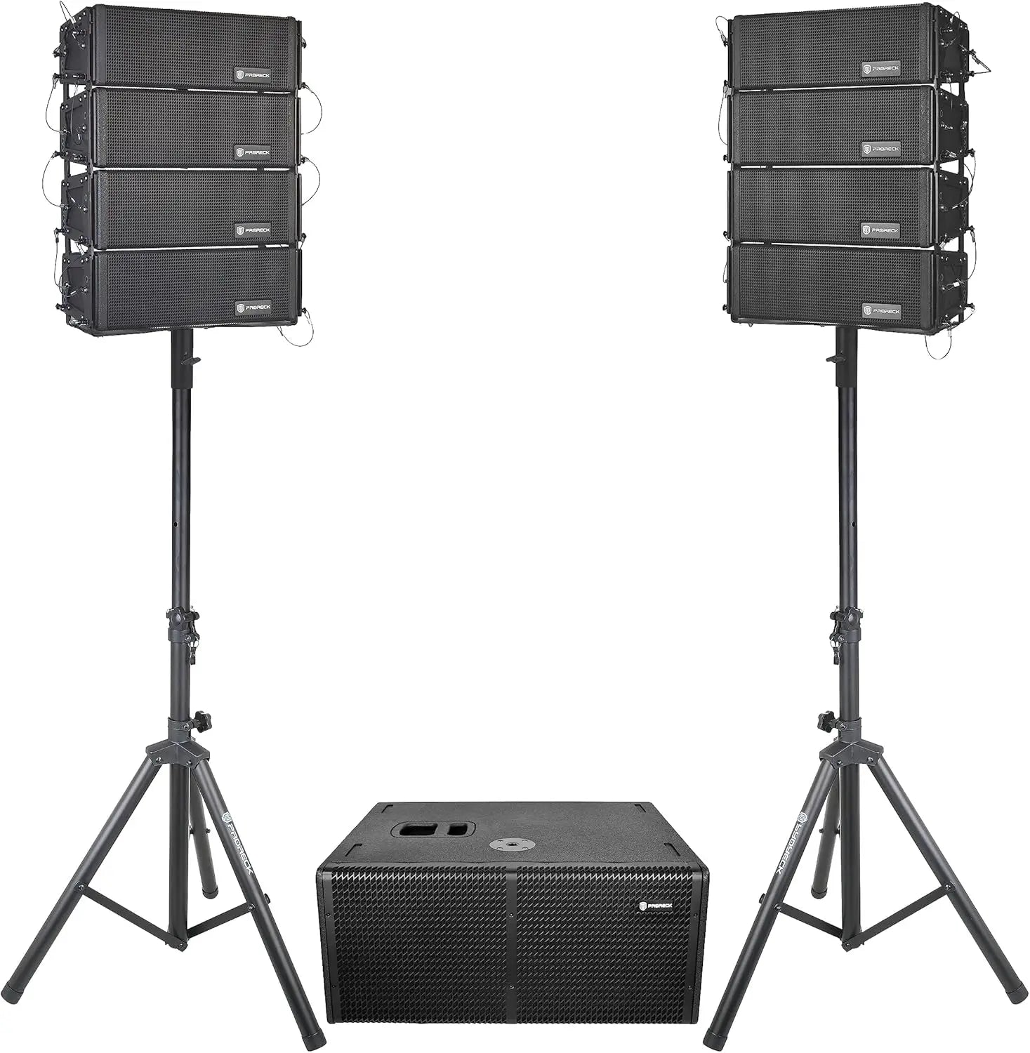 PRORECK Concert Set 6000W PA: dual 4" line arrays & 12" Active subs. Bluetooth, DSP. Perfect for concerts/large events.