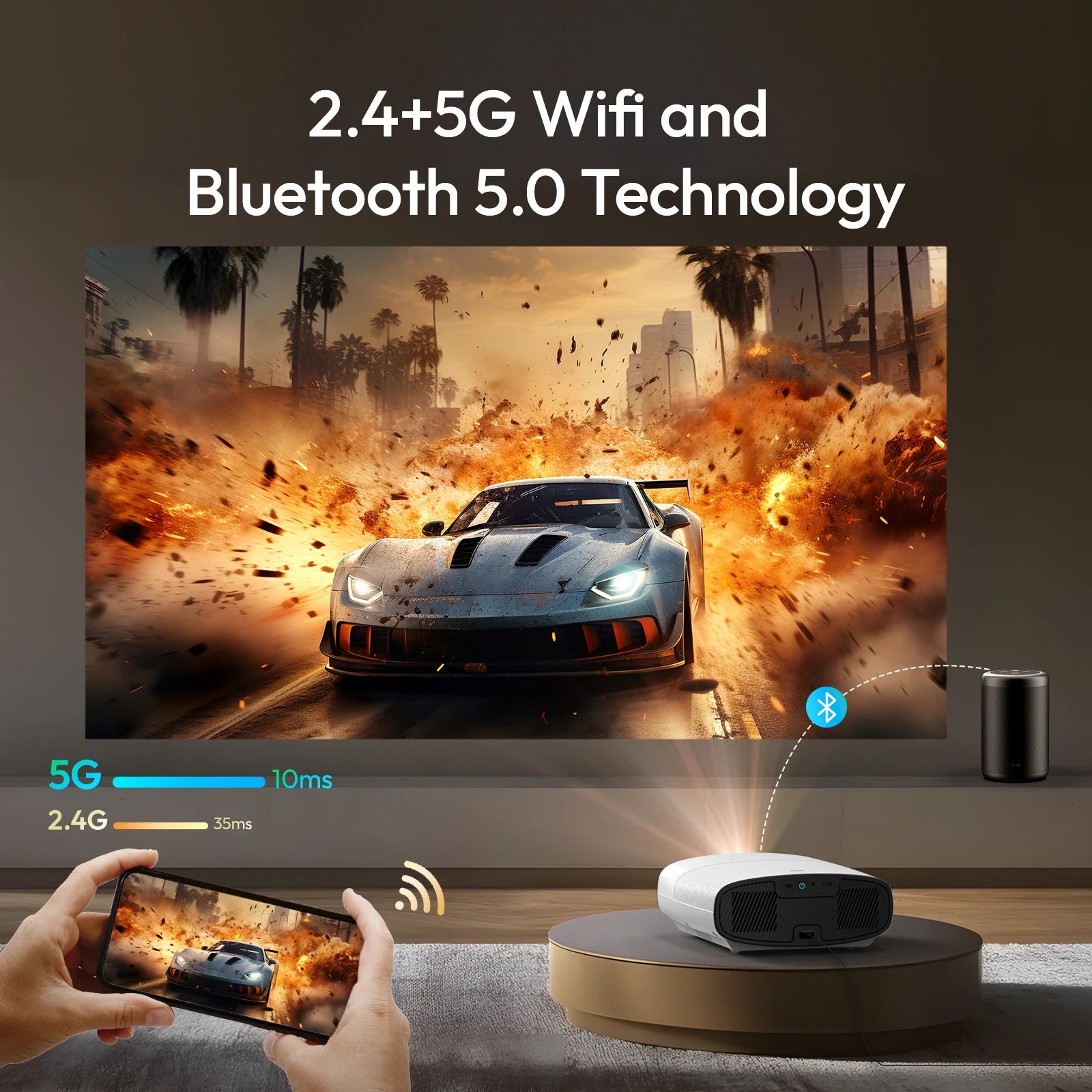 VEVSHAO Full HD Projector A22 4K Video Smart TV for Home WIFI 1080P 1000 Lumen Projectors Media Video Player Smart Beamer
