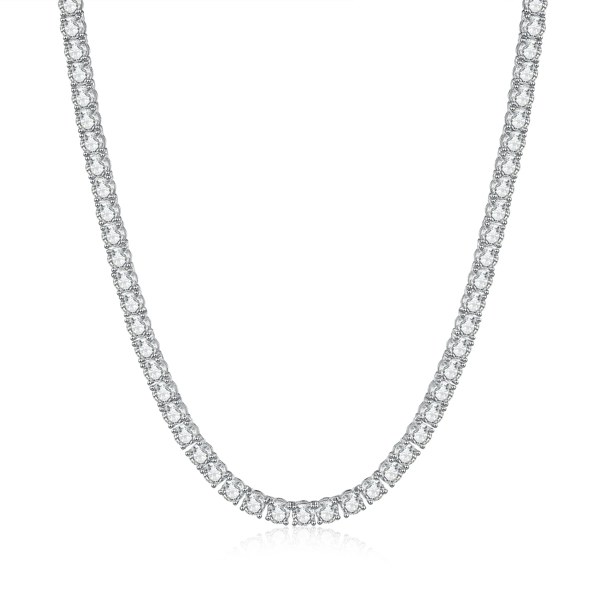 Bulk High-End Hip-Hop Necklace, PT950 Platinum Moissanite Tennis Style, Unisex Aesthetic Luxury Jewelry