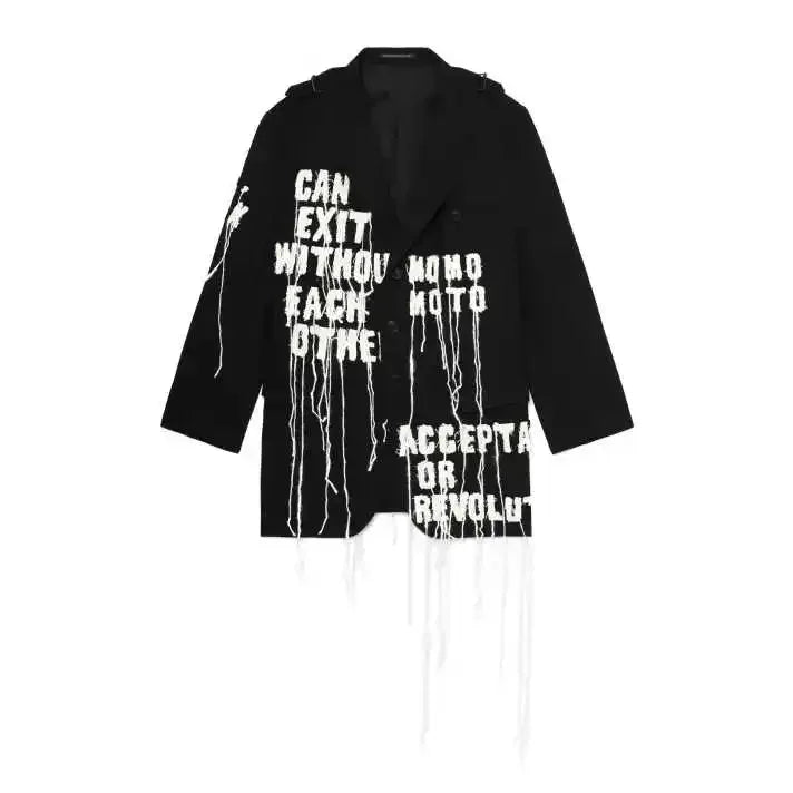 YOJI OOAK Japanese original patchwork letter tassel design sense suit jacket embroidered suit jacket for men
