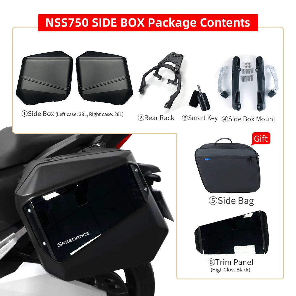 Suitable for Honda Forza 750, motorcycle side cases, quick-release & quick-install, OEM mold, no-drill & damage-free installatio