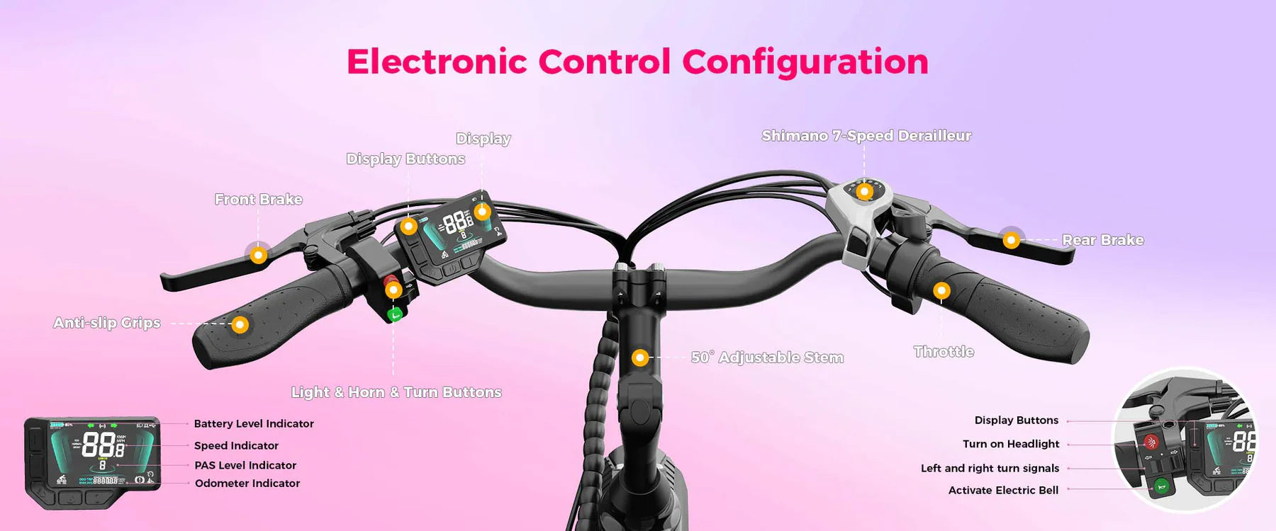 24" Fat Tire Electric Bike 48V 1100W Peak 28MPH Adult Mountain Commuter E-Bike