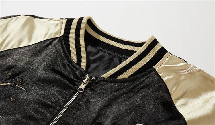A007 Baseball Jackets For Man Nine-Tailed Fox Heavy Embroidery Autumn Quality Comfortable Fit Trendy Loose Chamarras Para Hombre