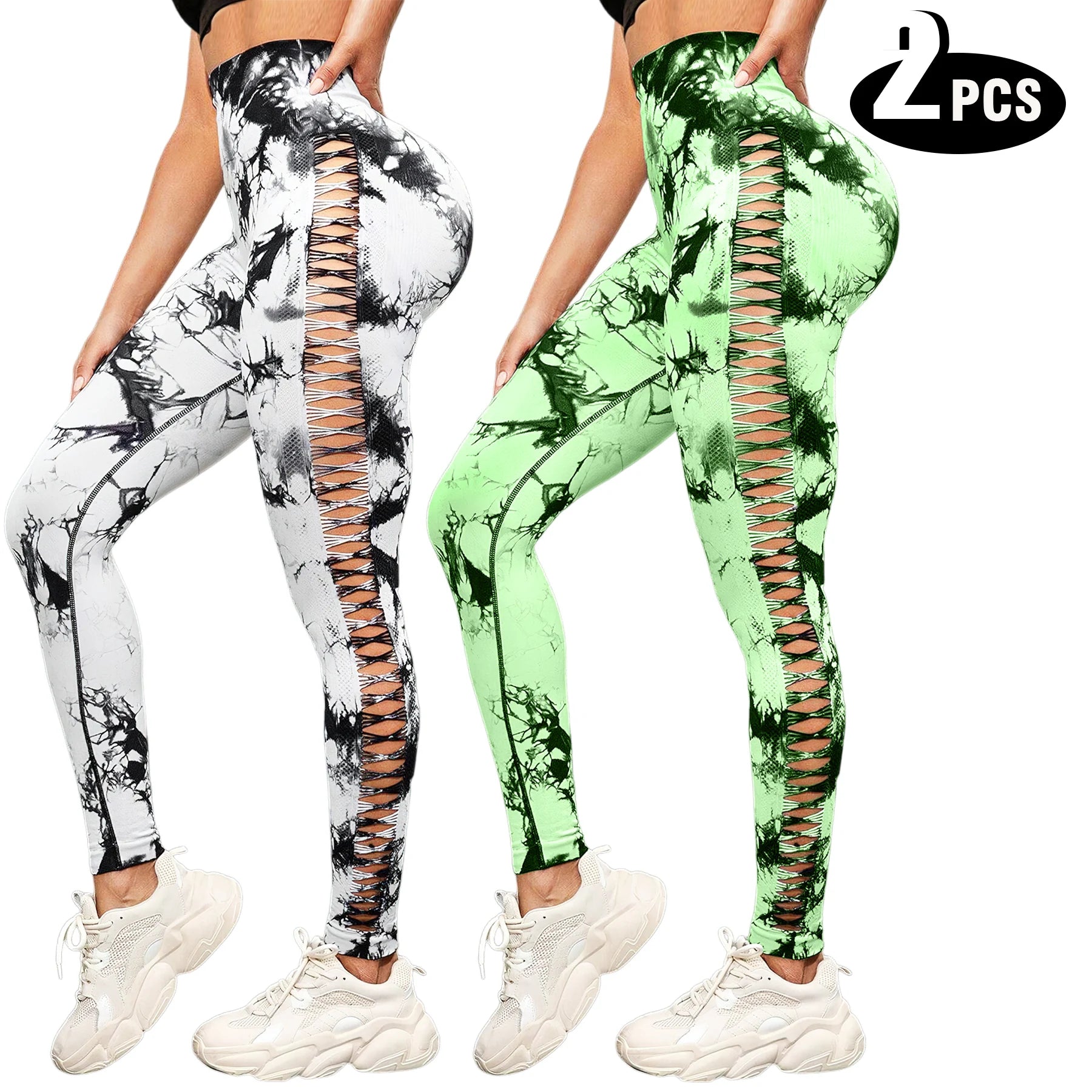 2 Pack Women's High Waisted Sexy Butt Lifting Seamless Solid Color Yoga Leggings Elastic And Breathable Fitness Sports Pants