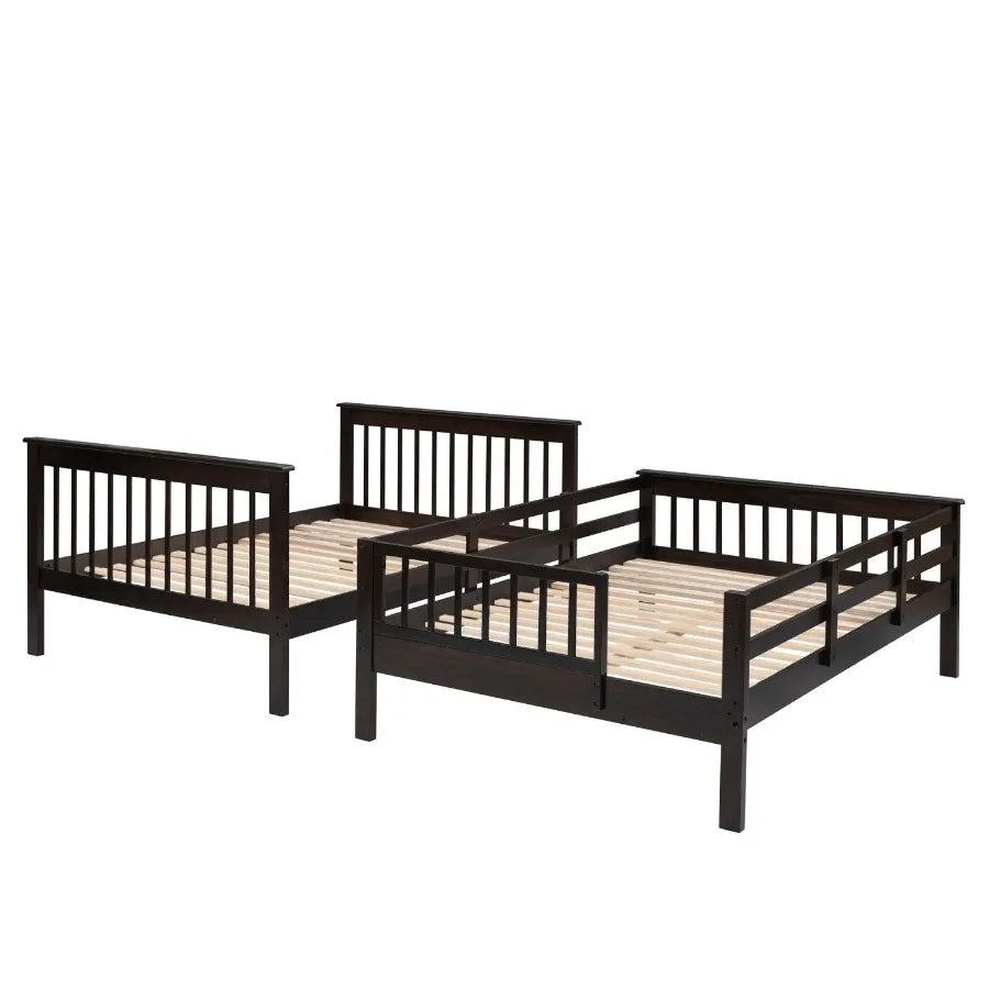 Stairway Full-Over-Full Bunk Bed with Storage and Guard Rail for Bedroom Dorm Espresso