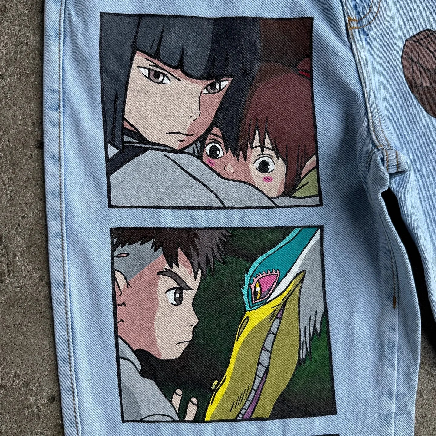 Y2K Japanese Cartoon Printed Classic Men And Women New Trend Blue Denim Jeans Hip Hop Harajuku Fashion Loose Oversize Streetwear
