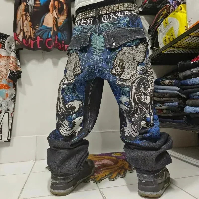 American Y2K 2025 New Baggy Wide Leg Black Jeans Overszied Women Street Casual Joker Denim Pants Couple Jeans Vintage Streetwear