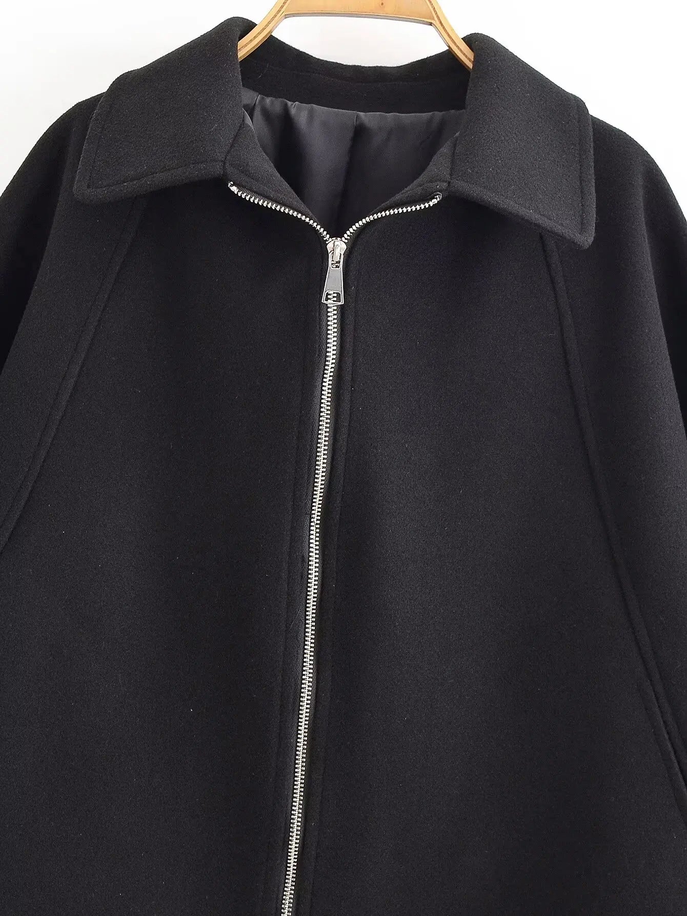 Women Woolen Jacket 2025 Autumn Winter Lapel Long Sleeve Women's Coat Zipper Loose Female Casual Outerwear Retro Lady Tops ﻿