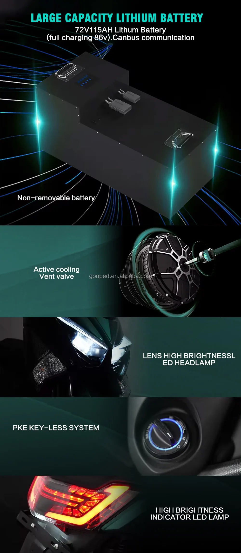 72V 115Ah 7000W 115Km/H Long Distance Travel Sport Motorbike Electric Racing Motorcycle Adult