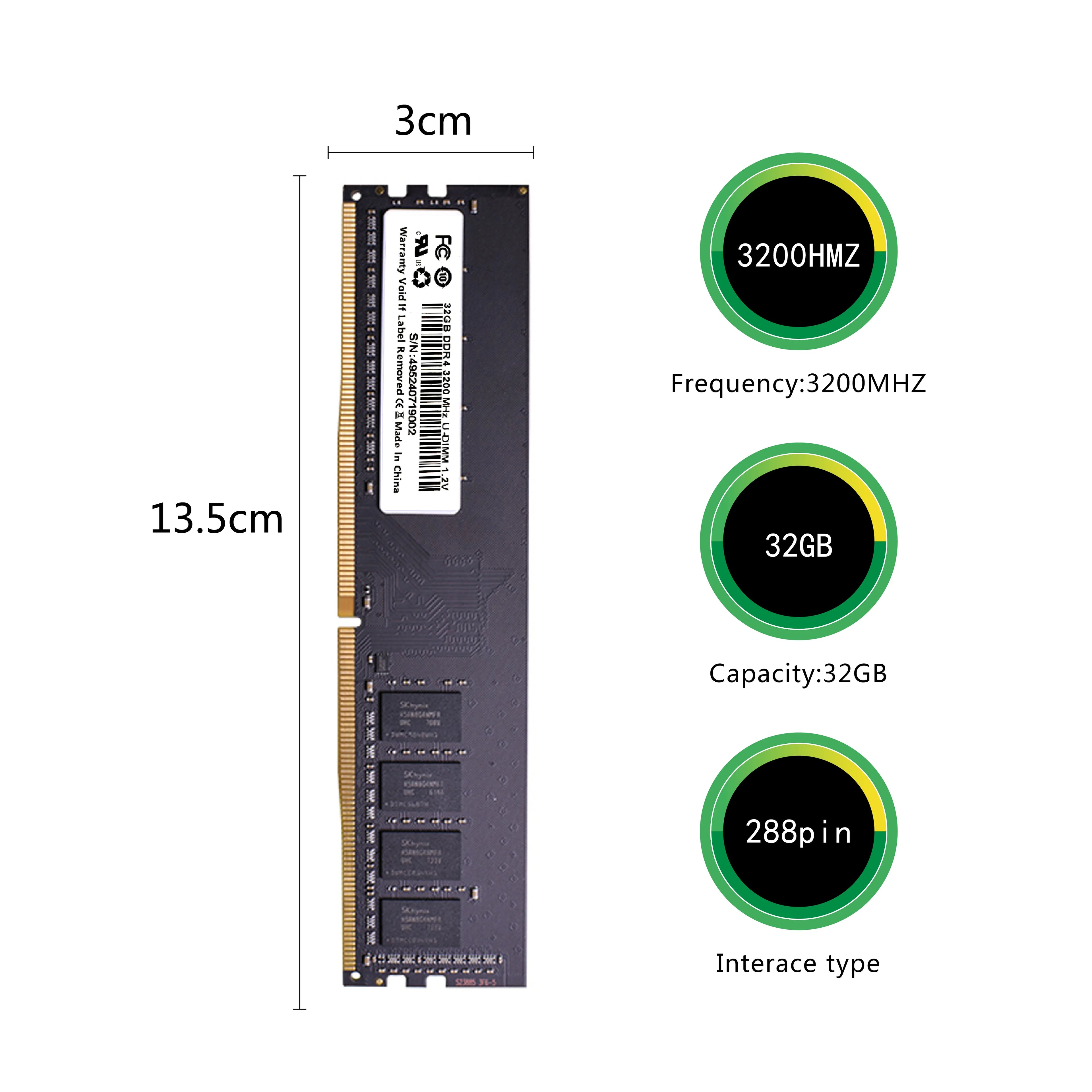 Ymeiton PC DDR4 Desktop memory cards memoriam 2400MHz 2666MHz 4GB 8GB 16GB 32GB U-DIMM RAM 288pin Desktop memory wholesale