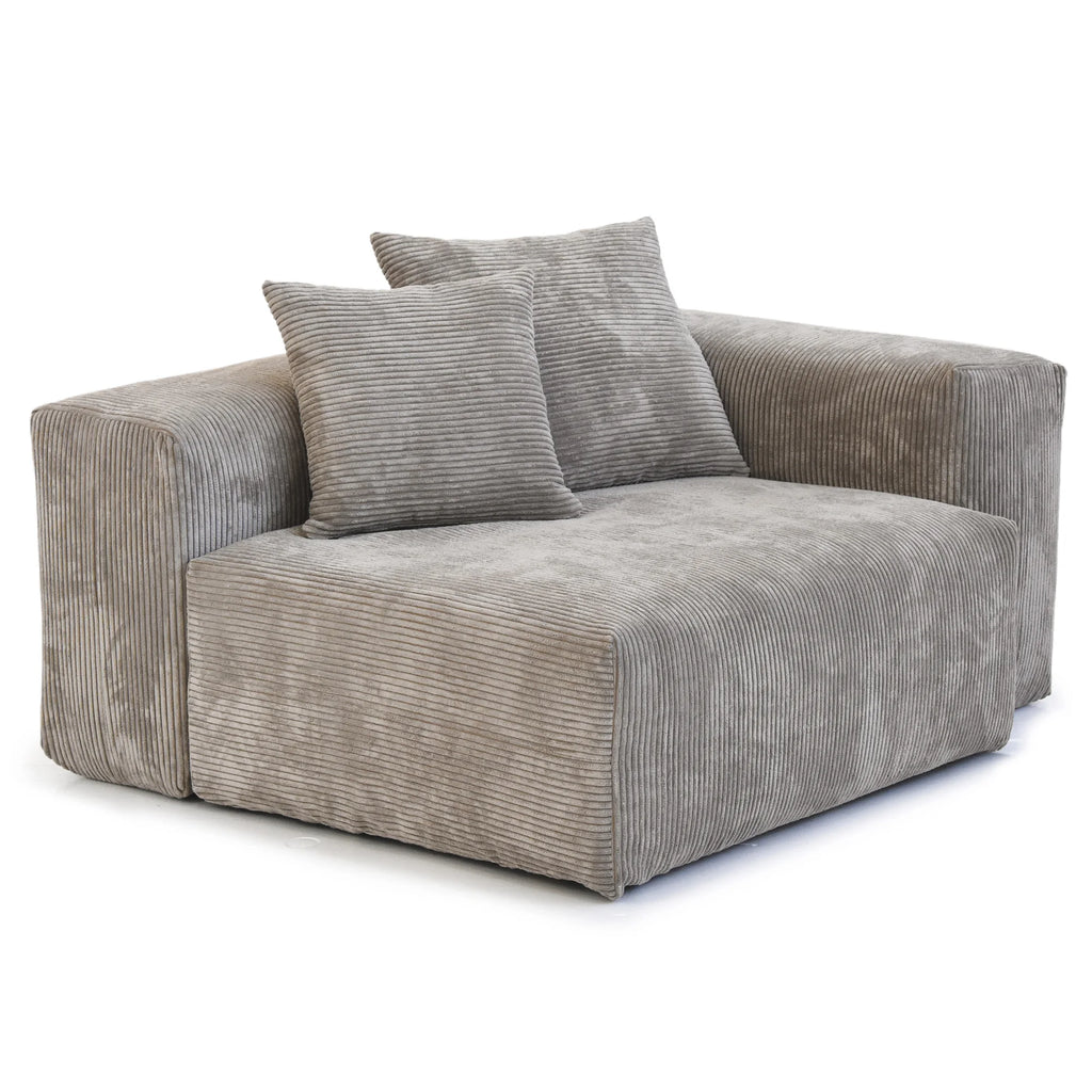 Sdorens 141.73'' L Shape Sectional Sofa Corduroy Fabric Couches Oversized 3 Seater Couch with 1 Ottomans for Living Room Set