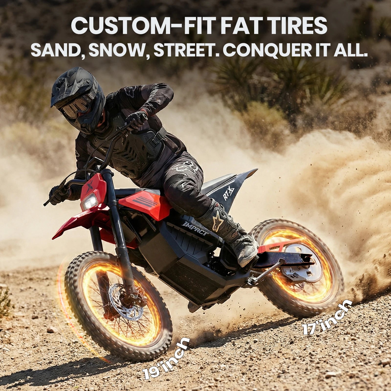 ESKUTE RT-X 19" 17" Electric Dirt Bike for Adults, 6500W Peak 53+MPH Mid-Drive Motor, Electric Motorcycle with 72V 30Ah  Battery