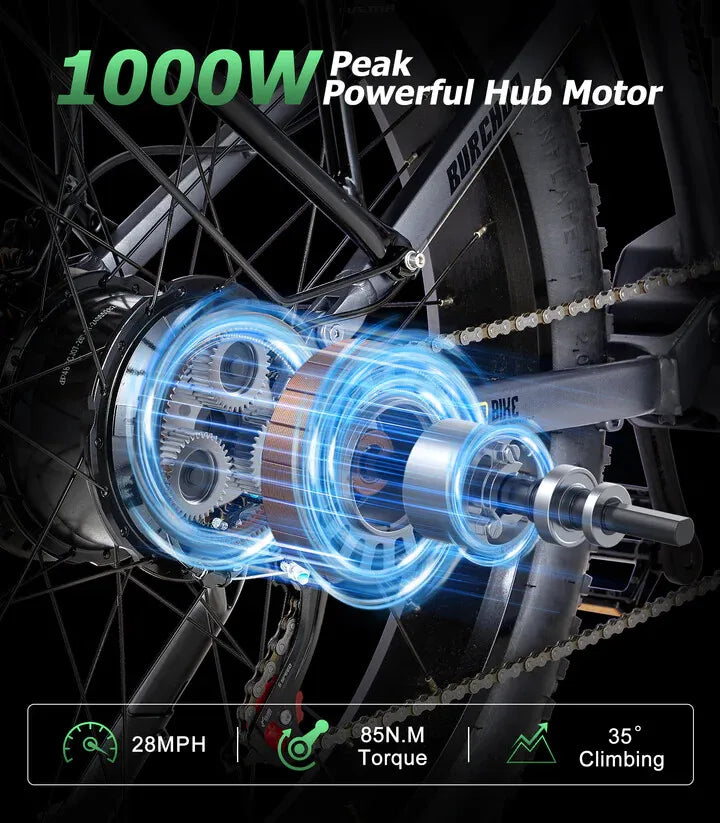 26" Electric Bike 1000W E-Bike For Adults & 2 Battery Bicycle  28mph Fatbike