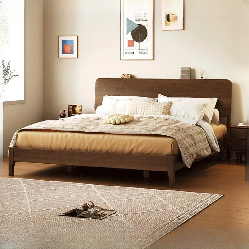 Elegant Modern Bed Frame Simple Wood European Nightstands Queen Bed Frame Twin Full Size Cama Moderno Lujo Home Furniture