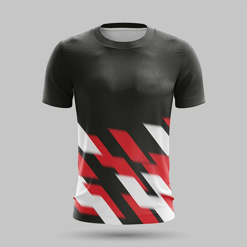 Men's Hiking Outdoor Sports T-Shirt Fashion 3D Print Design Stripe Tshirts For Men Clothes 2025 Summer Loose Breathable Tee Tops