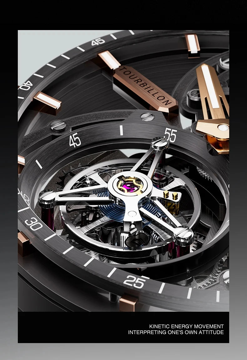 BONEST GATTI Brand BG7004 Mechanical Wristwatches Automatic Movement Luxury Sapphire Watches Skeleton Watches For Men