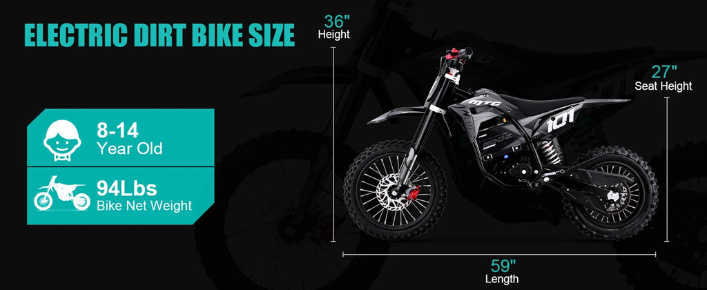 KOOZ HP115E 60V 2000W Electric Motorcycle for Kids and Teens,Electric Dirt Bike Up to 40 MPH & 18 Miles Long-Range.