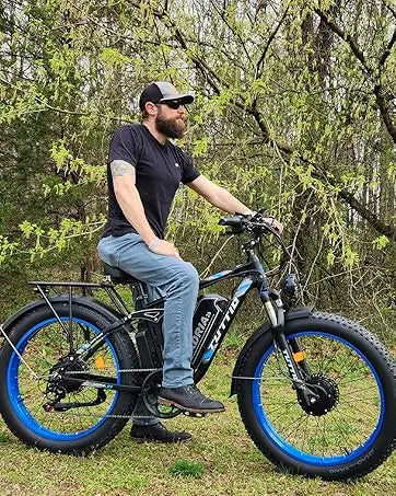 26 Dual Motor Electric Bike for Adults, 5000W Peak 210NM 40-46MPH Fast E-Bike, 52V 25AH Motorcycle, 32-90 Miles, 26