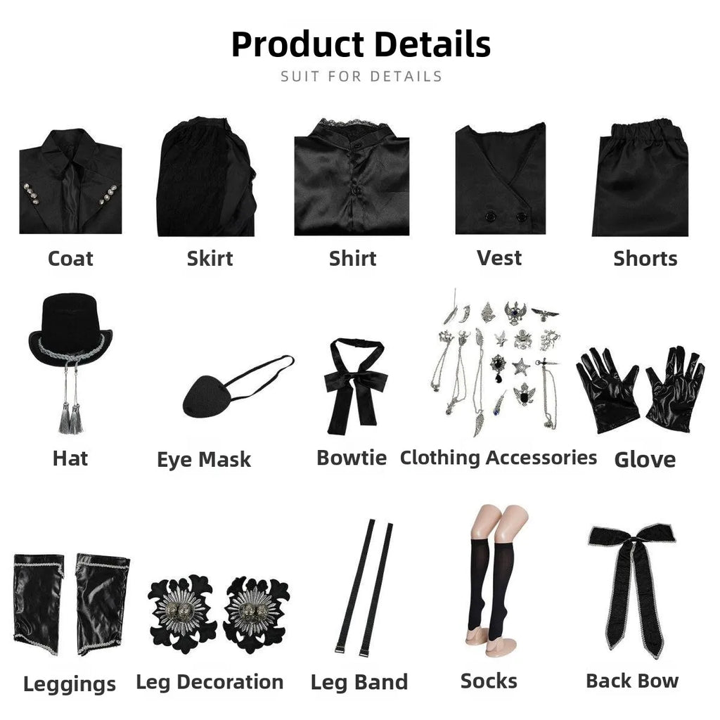 15th Anniversary Black Butler Cosplay Costume Stage Performance Anime Outfit Formal Wear Vocaloid Vsinger Dry Clean Only