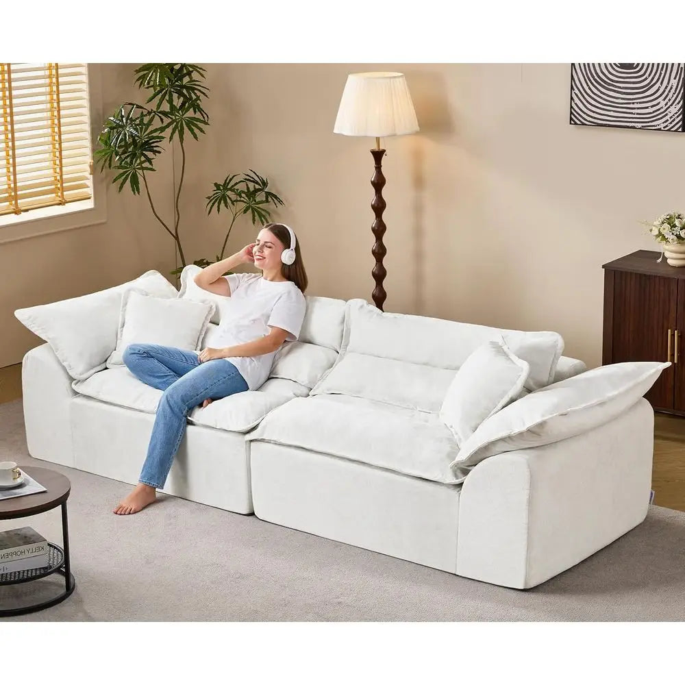 3 Seater Sectional Sofa with Removable Cushions for Living Room