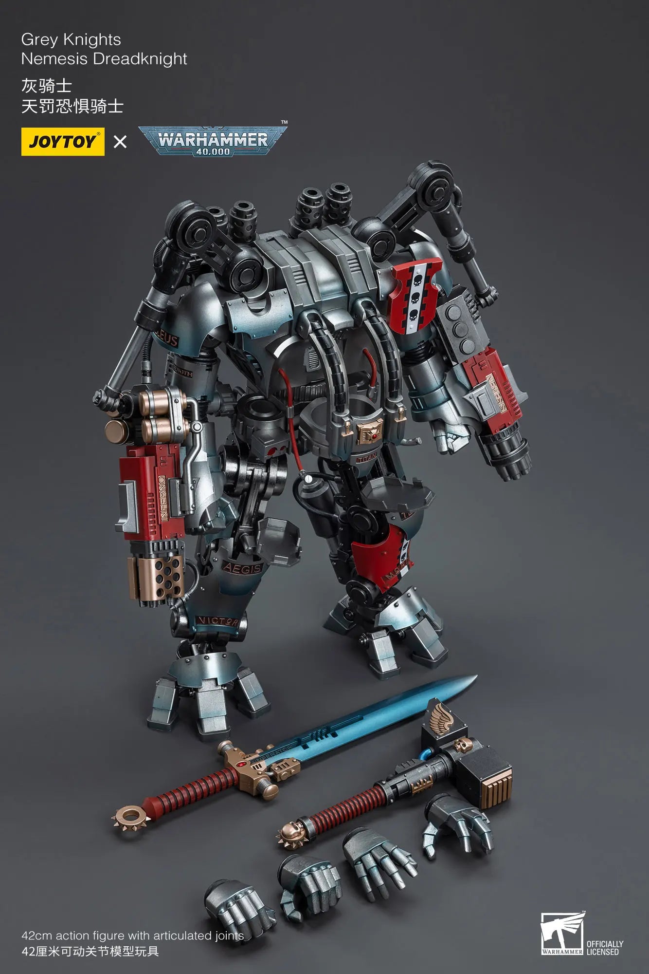 JOYTOY Warhammer40k 1/18 Action Figure Mecha Grey Knight Nemesis Dreadknight Anime Figures Toys Model Gift